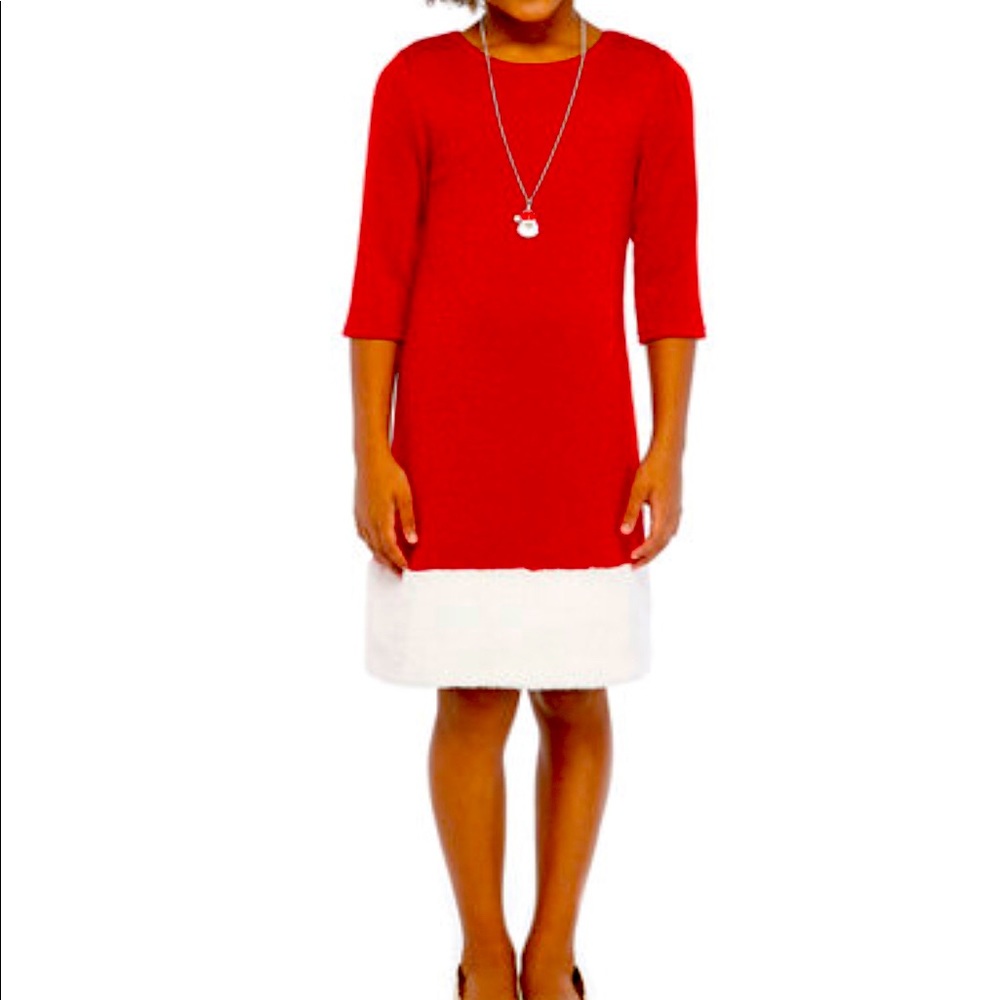 NEW, Sequin Hearts Red Santa Dress w/ Necklace